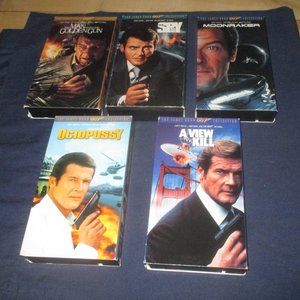 5 James Bond 007 Movies from the Series with Roger Moore (VHS 1960s-1980s)